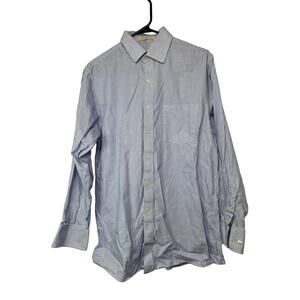 Michael Kors dress shirt button up down men's 32 / 33 15 1/2 white blue stripe